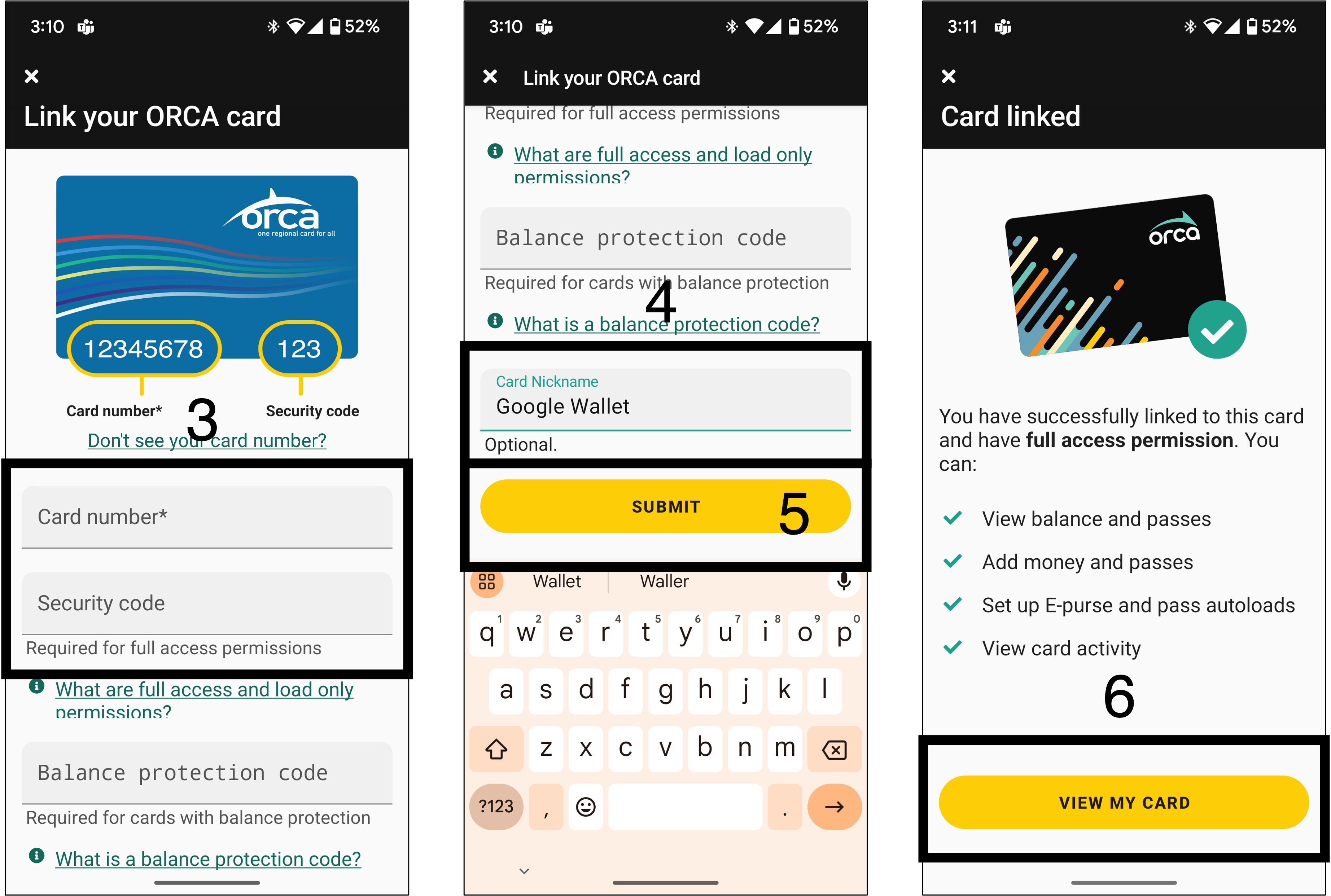 Enter eallet card info to myORCA app.png